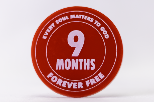 9 Month Plastic Chip for Sobriety Milestone